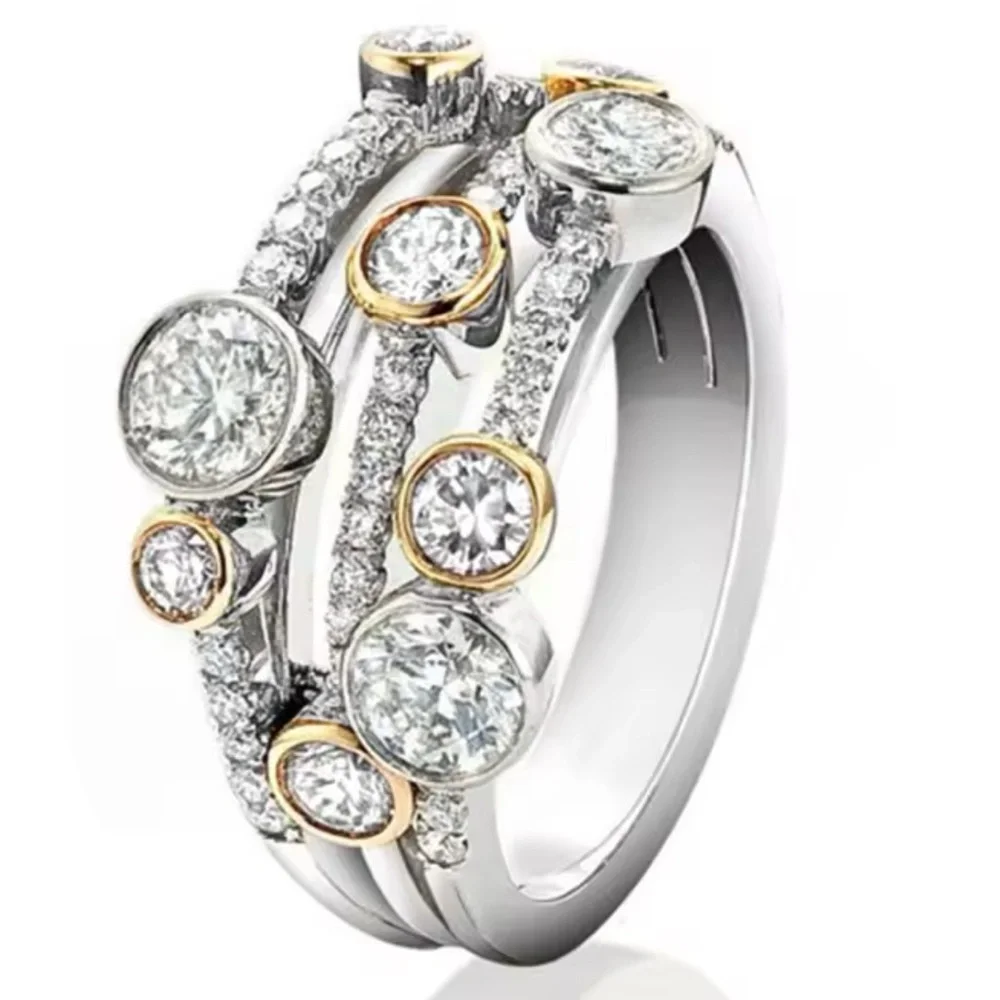 14k 3 Row Station Ring - Picture 5 of 13